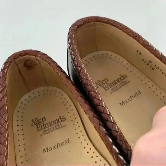 Allen Edmonds Maxfield mens size 12 brown leather tassel penny slip on